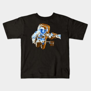 NASA Astronaut in Gold, White and Blue Colors Kids T-Shirt